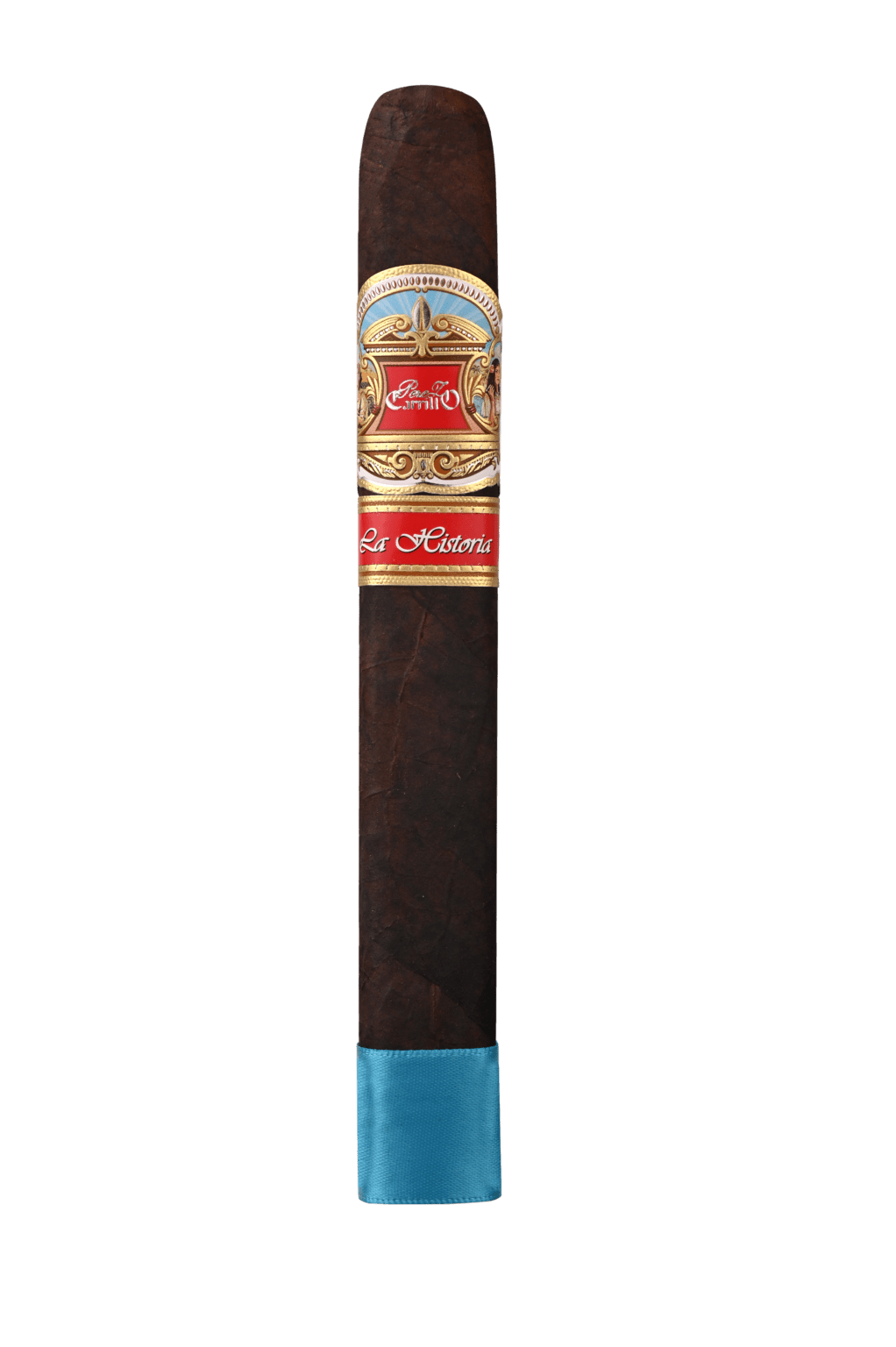 An E.P. Carrillo La Historia cigar featuring a dark, rich wrapper and a luxurious band, showcasing its premium construction and full-bodied, complex flavor profile