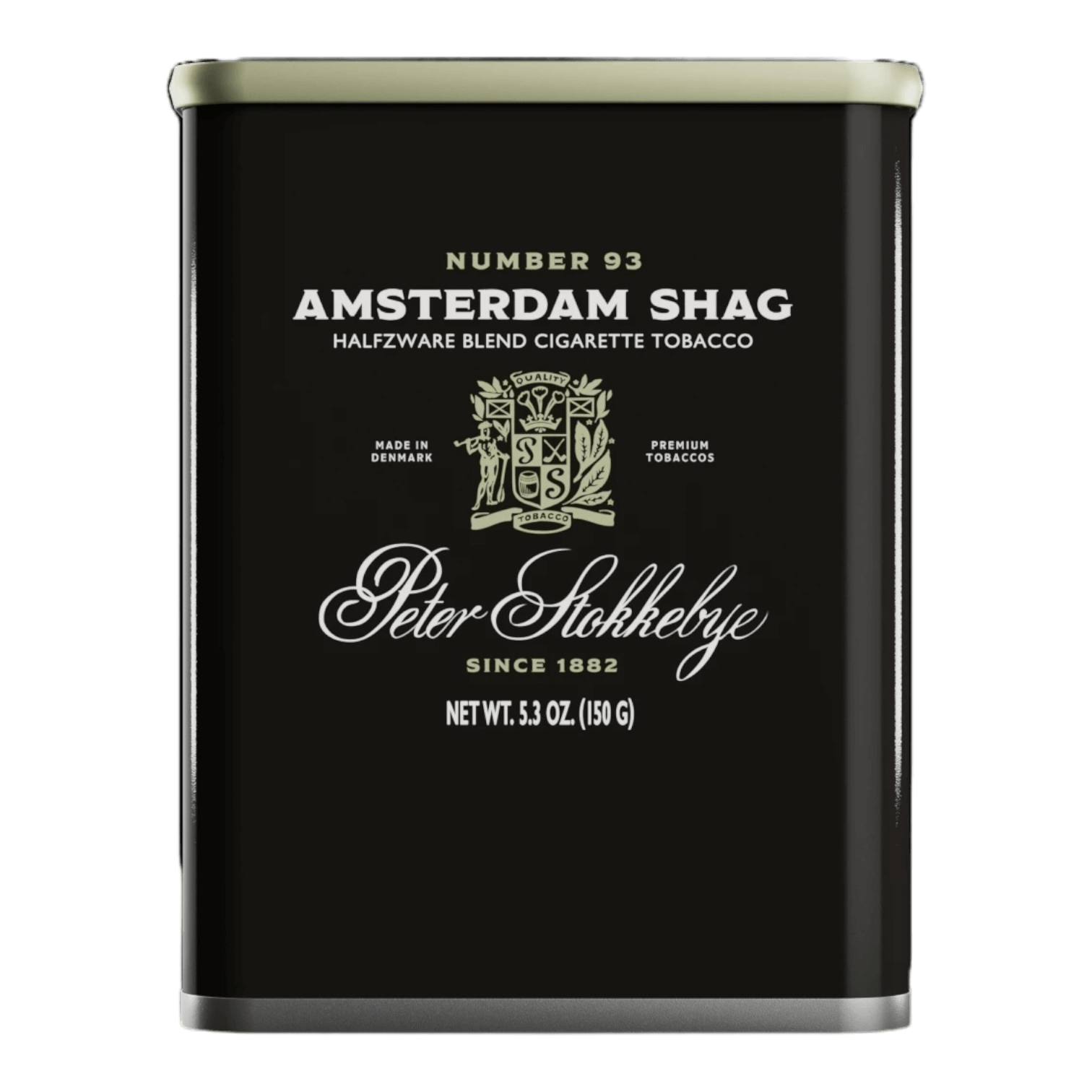 Package of Peter Stokkebye Amsterdam Shag roll-your-own tobacco with bold, classic styling