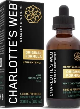 Charlotte’s Web Original Formula Oil 30ml bottle with product box in the background, emphasizing premium hemp wellness.