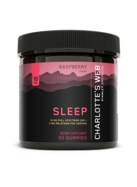 30-count jar of Charlotte’s Web Sleep Gummies with melatonin and CBD, labeled for nighttime support.