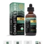 Charlotte’s Web 17MG CBD Oil bottle with branded packaging in the background, highlighting everyday wellness support.