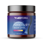 20-count jar of Medterra Calm Gummies with CBD, L-theanine, and lemon balm to promote relaxation and reduce stress.