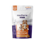 Bag of 30 Medterra Pet Hemp Joint Support Chews, with natural ingredients and CBD for supporting pet joint health.