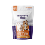 Bag of 30 Medterra Pet Hemp Joint Support Chews, with natural ingredients and CBD for supporting pet joint health.