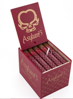 Asylum 13 Corojo cigar with a smooth, reddish-brown wrapper and bold black band