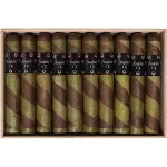 Asylum 13 Ogre cigar with distinctive green and brown barber pole wrapper
