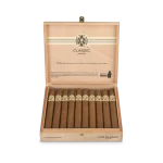 Closed box of AVO Classic cigars featuring elegant branding and smooth Connecticut Shade wrapper.