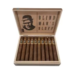 Open box of Blind Man’s Bluff Habano cigars showcasing smooth, reddish-brown wrappers and premium construction