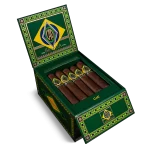 Open box of CAO Brazilia cigars with dark, oily Brazilian Maduro wrappers and bold branding.
