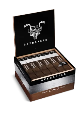Open box of CAO Steel Horse cigars with rugged, dark wrappers and bold steel-themed branding.