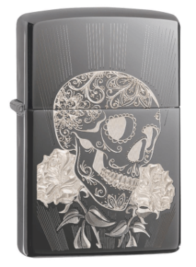 Fancy Skull Laser Engraved Black Ice