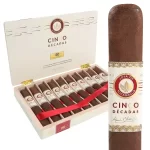 Open box of Joya de Nicaragua Cinco Decadas cigars, showcasing the luxurious dark wrappers and premium craftsmanship