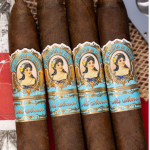 La Aroma de Cuba Mi Amor cigar with rich, dark San Andrés wrapper and ornate band featuring vintage artwork.