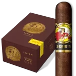 La Gloria Cubana Serie R cigar and closed box featuring bold red and gold branding and robust cigar presentation