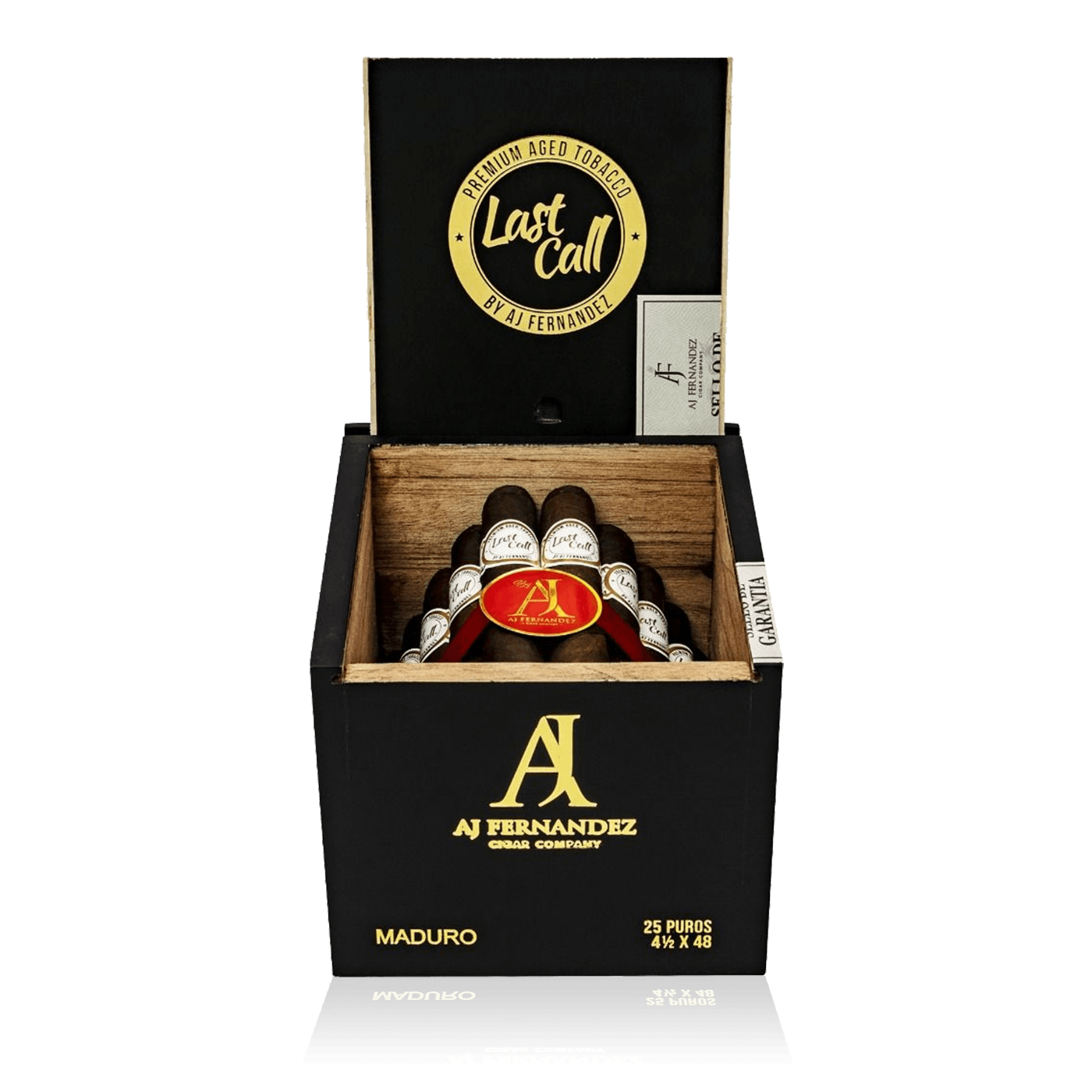 Open box of Last Call Maduro cigars, featuring their rich, dark wrappers and bold, full-bodied appeal