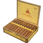Open box of Montecristo Classic Series cigars featuring smooth Connecticut Shade wrappers and elegant gold branding.