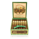 An open box of New World Cameroon cigars, showcasing their rich, reddish-brown wrappers and vibrant cigar bands