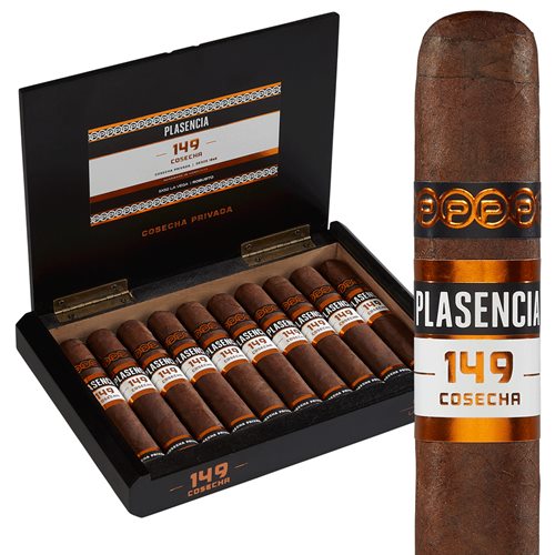 Plasencia Cosecha 149 cigar, showcasing its rich, oily wrapper and premium craftsmanship