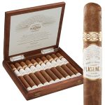 An open box of Plasencia Reserva Original cigars, showcasing their smooth, dark wrappers and elegant cigar bands