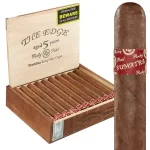 Open box of Rocky Patel The Edge Sumatra cigars with smooth, reddish-brown Sumatra wrappers and bold gold-accented bands.
