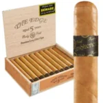 Open box of Rocky Patel The Edge Connecticut cigars with light golden Connecticut Shade wrappers and classic branding