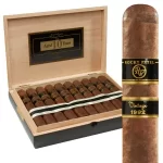 Open box of Rocky Patel Vintage 1992 cigars, showcasing their rich, aged Ecuadorian Sumatra wrappers and neat arrangement.
