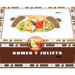 Closed box of Romeo y Julieta 1875 cigars with signature red and gold branding and classic Cuban-style design.