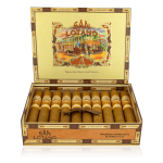 An open box of San Lotano Connecticut cigars, featuring light, creamy Ecuadorian Connecticut wrappers and neatly arranged cigars, highlighting their smooth and mild flavor profile.