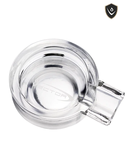 Vector Glass Ashtray with deep rests and spacious basin.