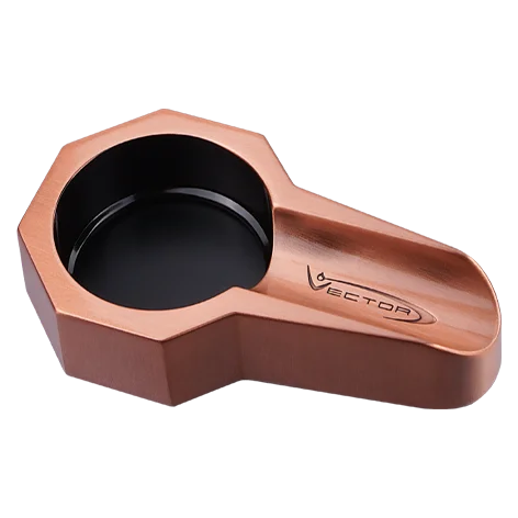 Vector Metal Cigar Ashtray in copper satin finish with wide cigar rests and deep basin