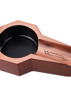 Vector Metal Cigar Ashtray in copper satin finish with wide cigar rests and deep basin