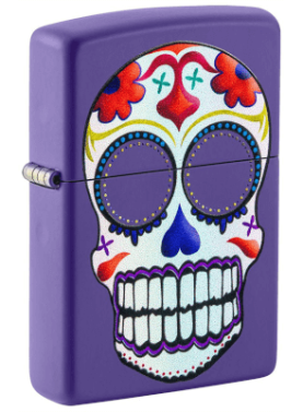 Zippo Purple Matte Sugar Skull Desgin