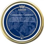 Ashton Consummate Gentleman pipe tobacco tin featuring a refined English blend of Virginia, Burley, and Latakia.