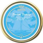 Ashton Smooth Sailing pipe tobacco tin featuring a flavorful blend with notes of maple, coconut, and dark chocolate.