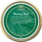 Ashton Winding Road pipe tobacco tin featuring a smooth Virginia and Burley blend with hints of caramel and vanilla.