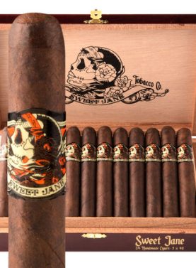 Deadwood cigars displayed in an open box, featuring colorful wrappers and bold flavors.