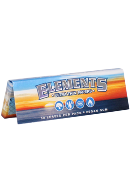 Elements 1 1/4 Rolling Paper pack standing upright with a few sheets pulled out