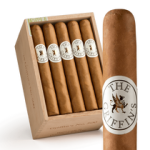 Single Griffin’s Classic cigar standing in front of an open box filled with identical cigars