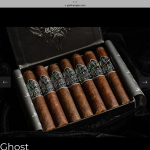 Open box of Gurkha Ghost cigars with dark wrappers