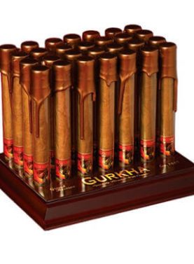 Display of Gurkha Grand Reserve Cognac cigars in glass tubes