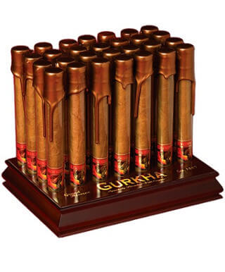 Display of Gurkha Grand Reserve Cognac cigars in glass tubes