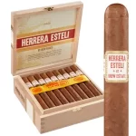Open box of Herrera Estelí Habano cigars neatly arranged.