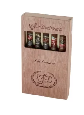 La Flor Dominicana Lancero Selection featuring an elegant lineup of slim, expertly rolled cigars in a sophisticated display box.