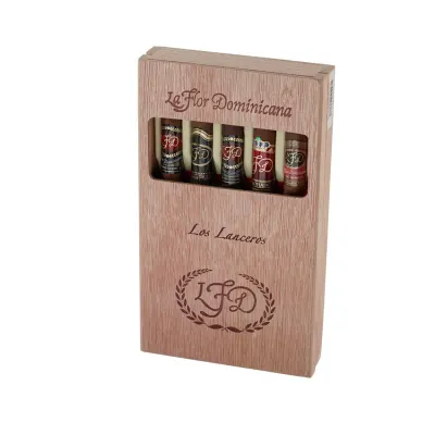 La Flor Dominicana Lancero Selection featuring an elegant lineup of slim, expertly rolled cigars in a sophisticated display box.