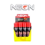 Open case of 12 Neon Butane 5X 300ml cans with brand logo in the background.