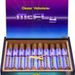 Oscar Valladares McFly open cigar box with premium cigars
