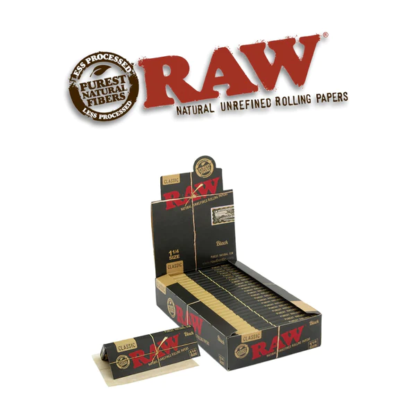 RAW Black 1 1/4 rolling papers – display box of 24 packs
