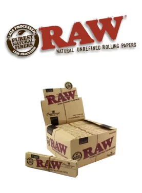 RAW Classic Connoisseur King Size Rolling Papers with Tips – 24 Pack Display Box