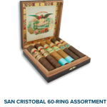 Open box of San Cristobal 60-Ring Assortment featuring large ring premium cigars