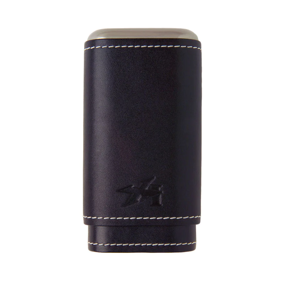 XIKAR® Envoy Triple Cigar Case made of leather with aluminum core, holding three cigars.